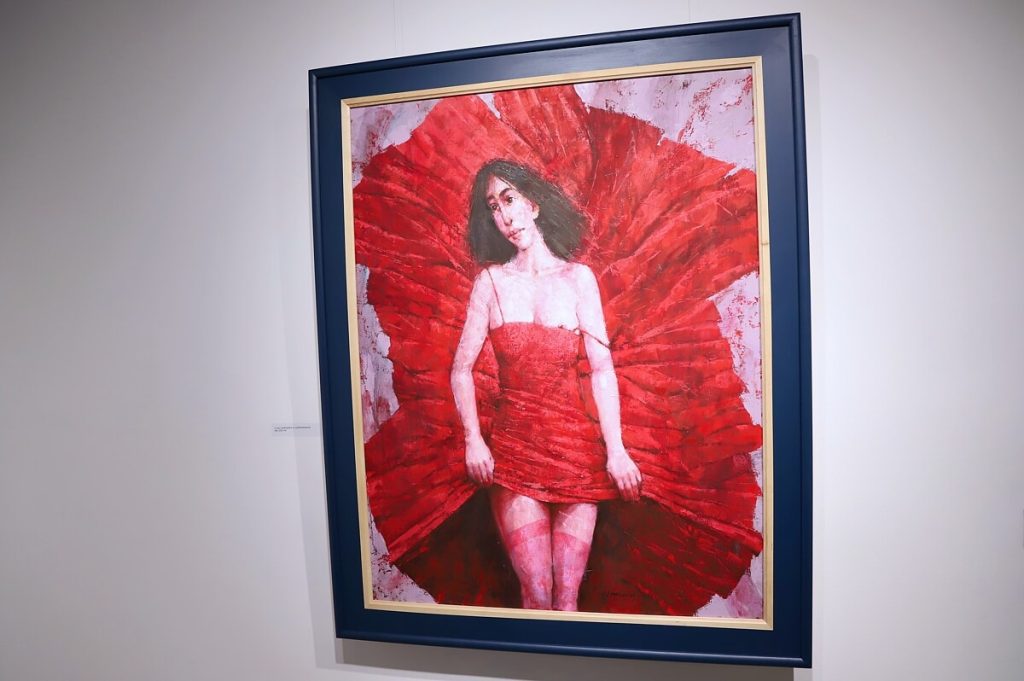 Obraz Waldemara J. Marszałka prezentujący kobietę w czerwonej sukience