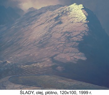 ŚLADY, olej, płótno, 120x100 cm, 1999 r. - Stolorz Józef