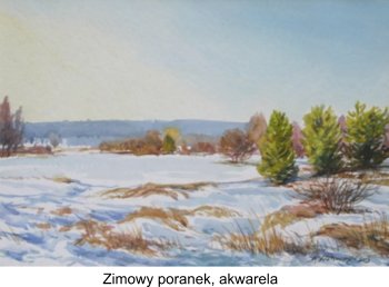 Zimowy poranek, akwarela - Walczewski Krzysztof
