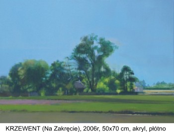 KRZEWENT (Na zakręcie), 2006 r., 50x70cm, akryl, płótno - Grzelak Anna