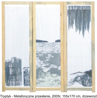 Tryptyk - Metaforyczne przesłanie, 2005 r., 155x170cm, drzeworyt - Kaczmarek Magdalena