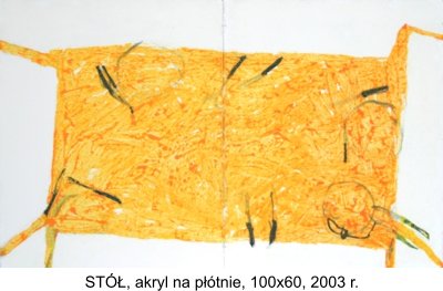 Stół, akryl na płótnie, 100x60, 2003 r. - Kędzierski Jerzy