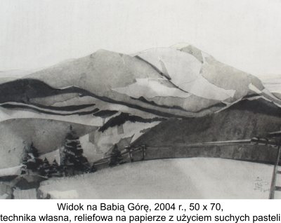 Widok na Babią Górę, 2004 r., 50x70 cm, technika własna - Nowak Paweł